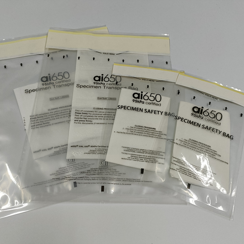 Bianco 7 buchi di stoccaggio 95kPa Sacchetti per campioni confezionati singolarmente 9 x 12 pollici