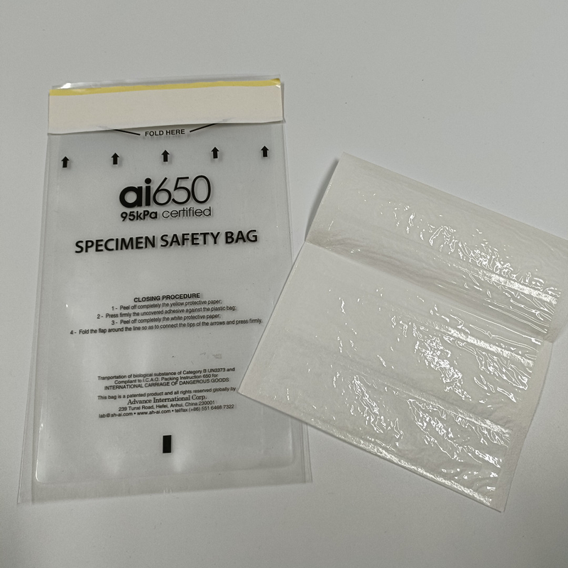 Sacchetti per il trasporto di campioni di pericolo biologico in plastica a chiusura a cerniera da 95kpa per laboratorio