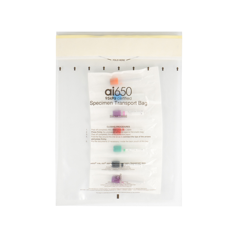 Taschino di trasporto qualificato da 95 KPa per campioni medici L 191 X W 170 mm (+/-5 mm)