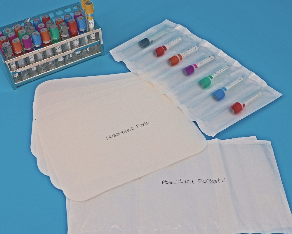 AI650 Pad assorbente per il trasporto di campioni medici, clinici o diagnostici 75 mm x 100 mm e assorbente di 50