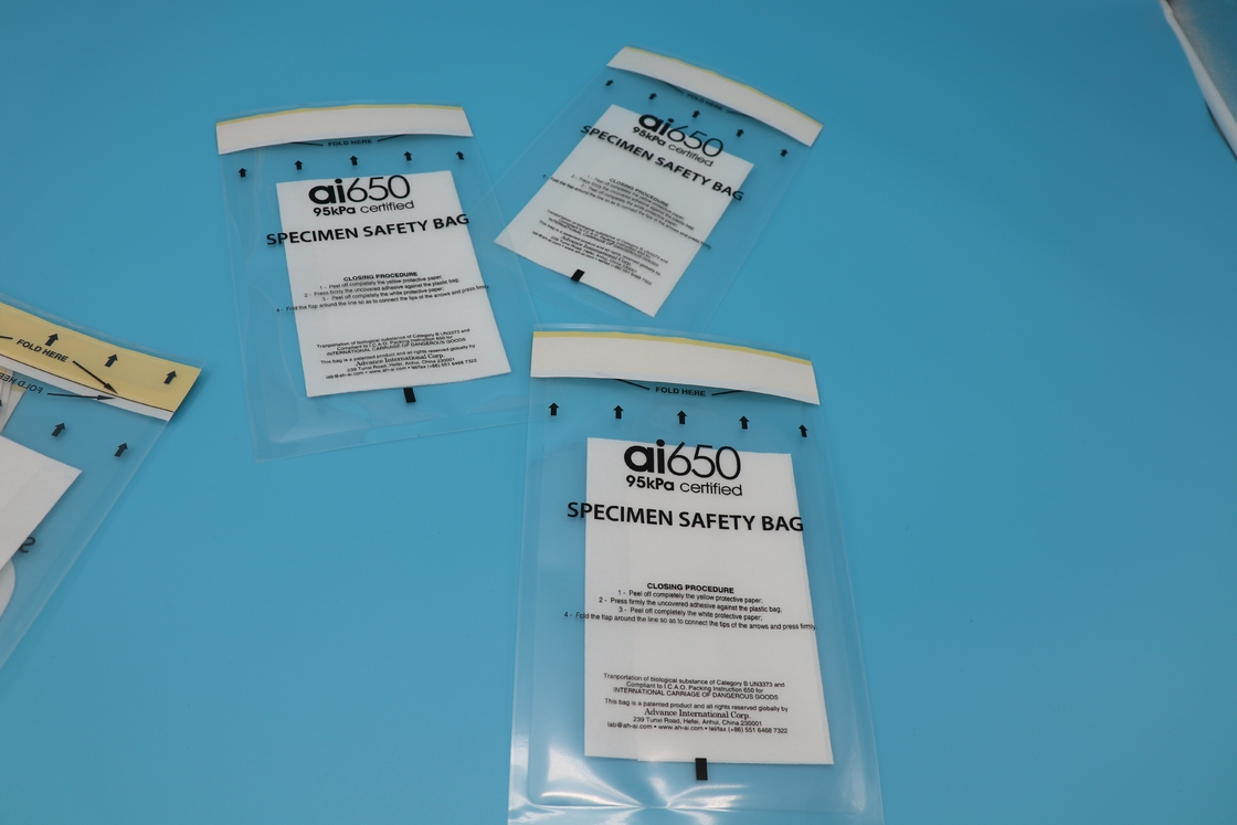 AI650 Medicale taglia personalizzata sacchetto per campioni usa e getta Collezione sacchetto trasparente auto sigilante Medicina sacchetti di plastica biologica