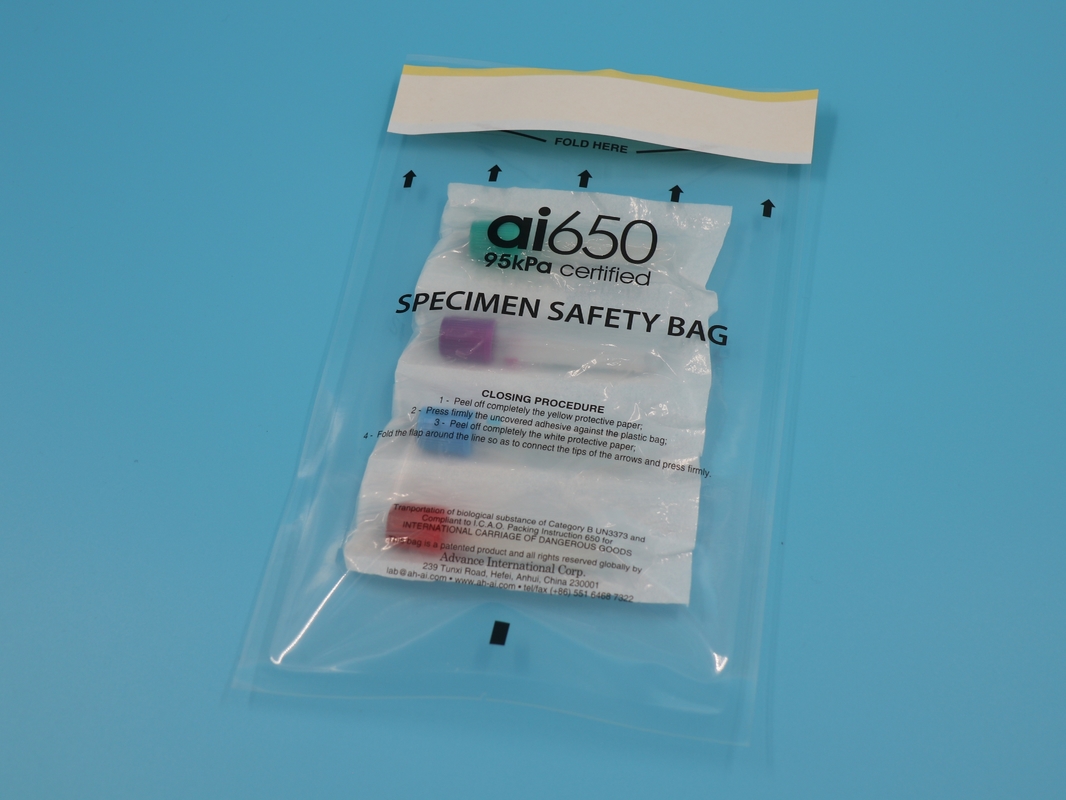 AI650 Laboratorio medico PE Plastic Ziplock Biohazard Sacco di campioni di sigillo patologico Sacco di campioni di laboratorio