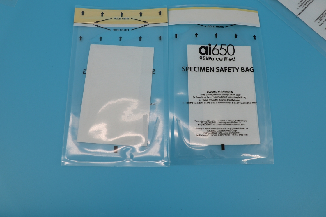 AI650 campione sterile sacchetti per pericolo biologico per uso medico sacchetto per il trasporto di campioni sacchetto per documenti sacchetto di plastica sacchetto zip