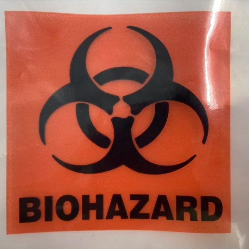 Sacchetti per campioni di pericolo biologico 6x9.8in/15x25cm Sacchetto per campioni di laboratorio con stampa del logo di pericolo biologico