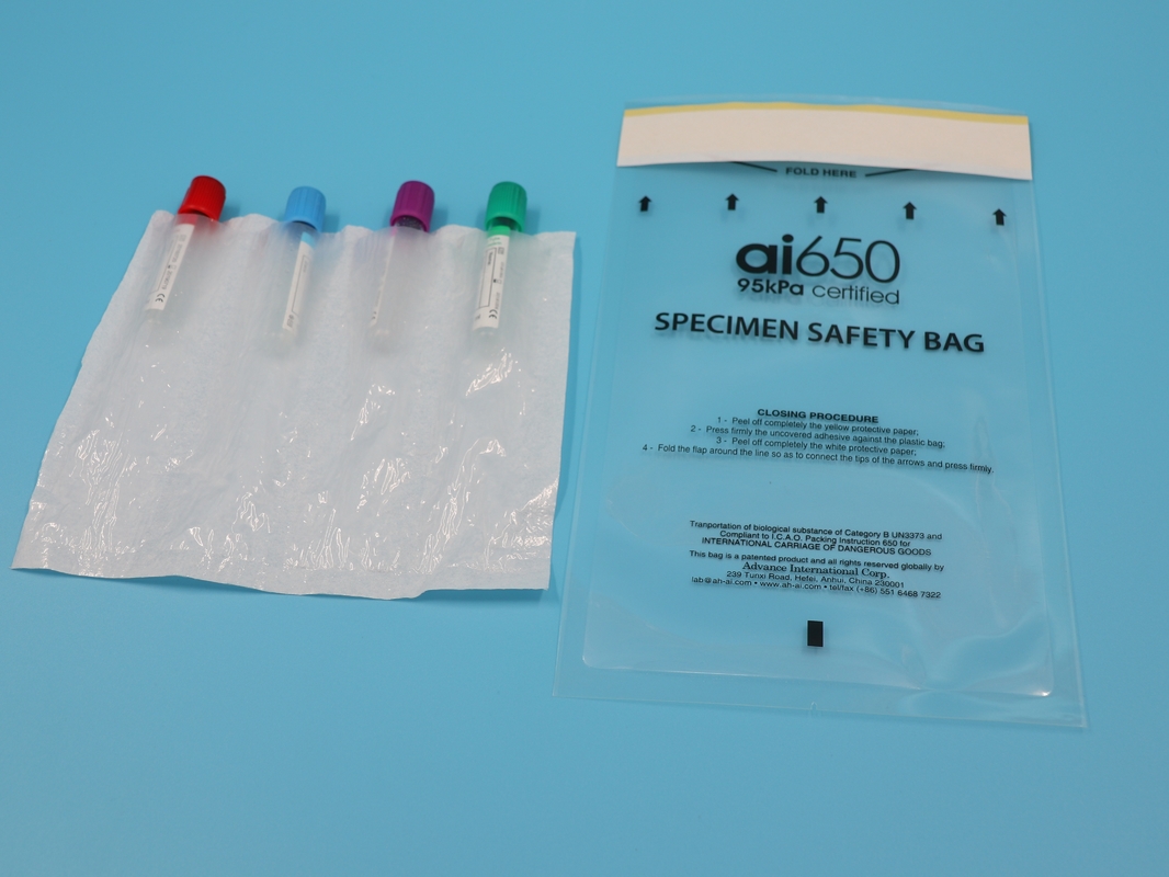 Sacchetti per campioni di 4 strati per uso medico usa e getta di 95kpa con sigillatura a cerniera