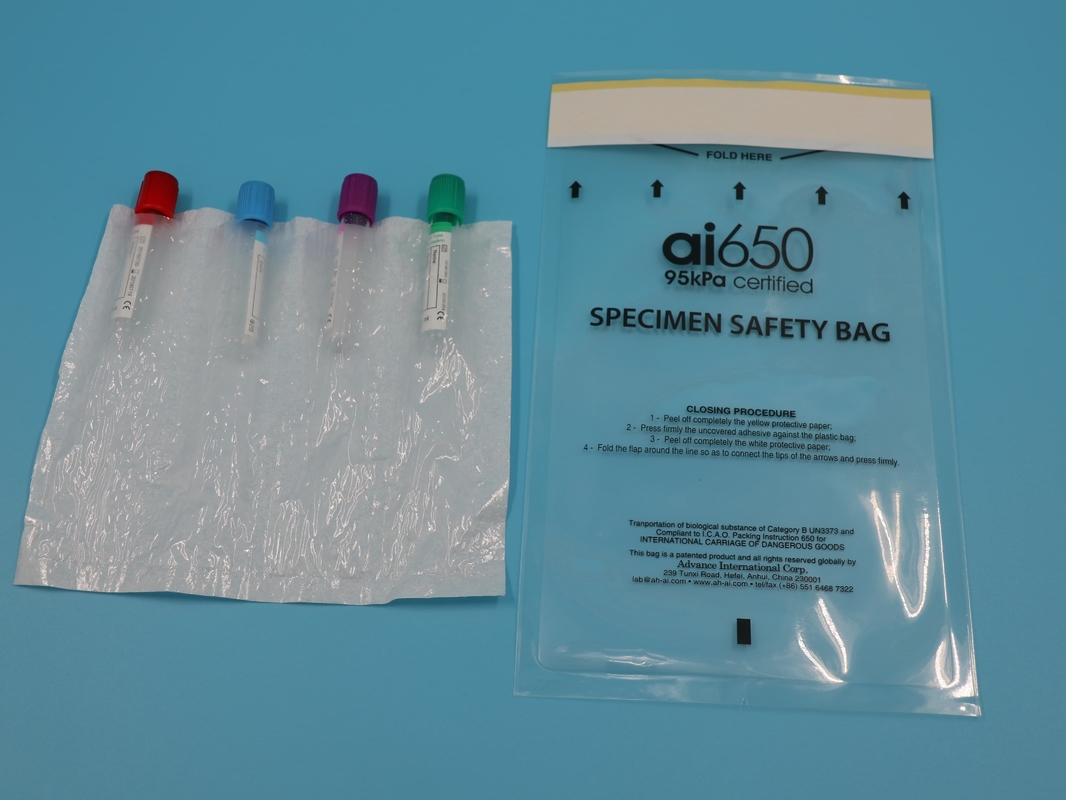 Medicina di laboratorio Ldpe Biohazard Plastic Ziplock Kangaroo Bag Bags Grip Seal 95kpa Sacco per campioni per l'ospedale