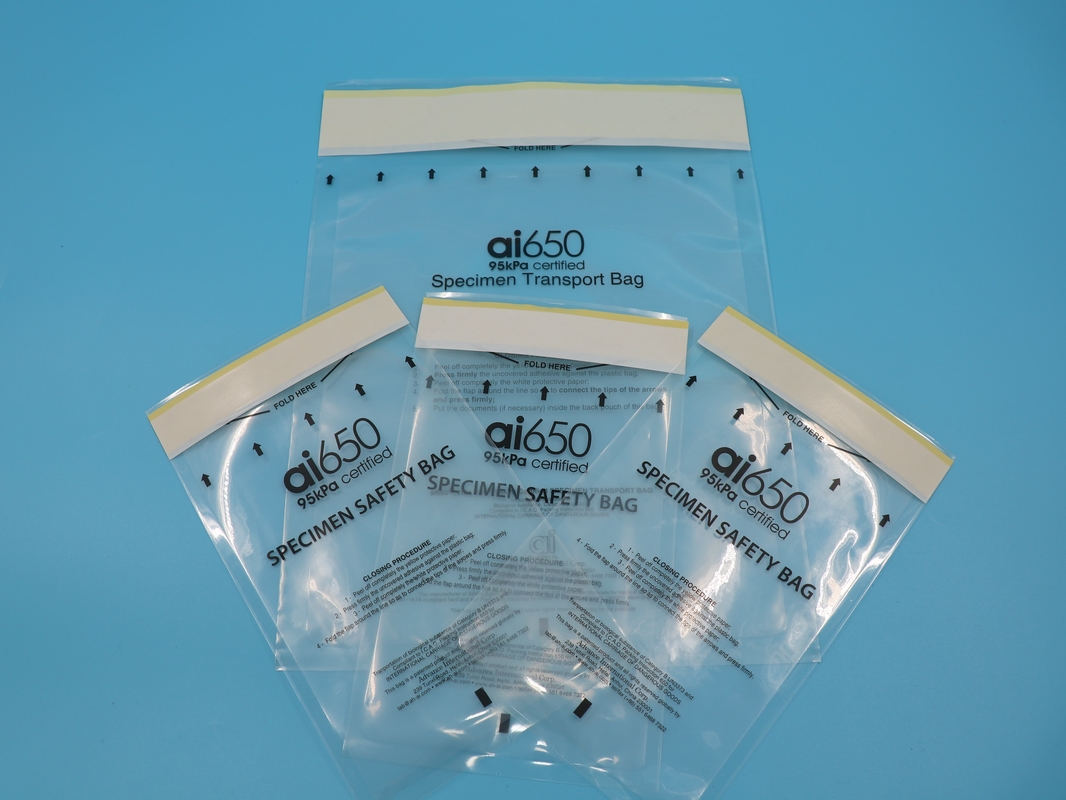 Sacchetti per campioni di pericolo biologico medico con pad di assorbimento Sacchetti per campioni con cerniera a zip Top Sacchetti per campioni con tasca esterna Sacchetto per documenti