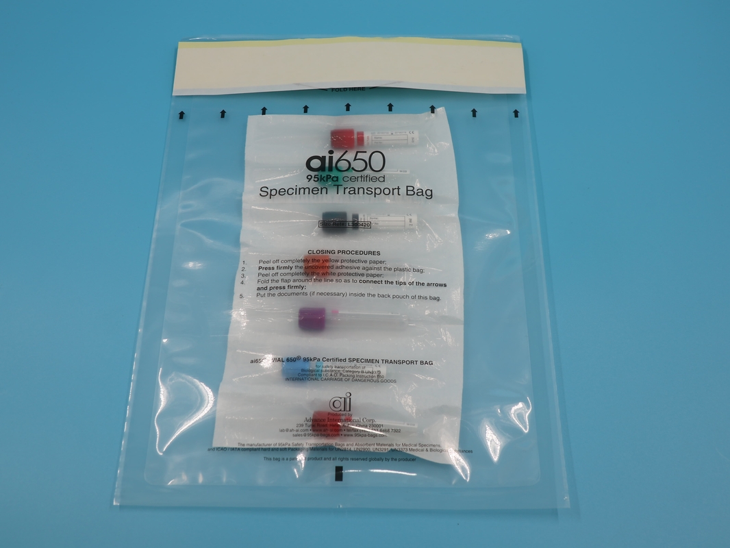 Borsa per campioni a tre strati personalizzata per test medici Patologia Biologica Trasporto di campioni di plastica Borse di plastica