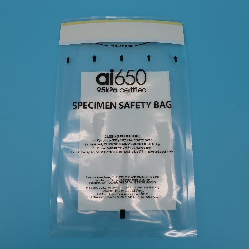 Assicurare sacchetto per campioni medici da 95kpa con cuscinetti e tubi assorbitori per contenere i campioni di pericolo biologico in modo sicuro