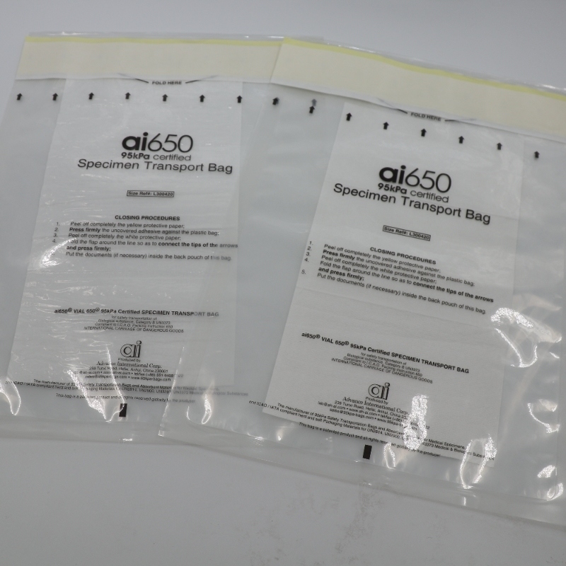 UN3373 Sacchetti per campioni medici trasparenti con sacchetto assorbente e scatola di spedizione sicura per campioni